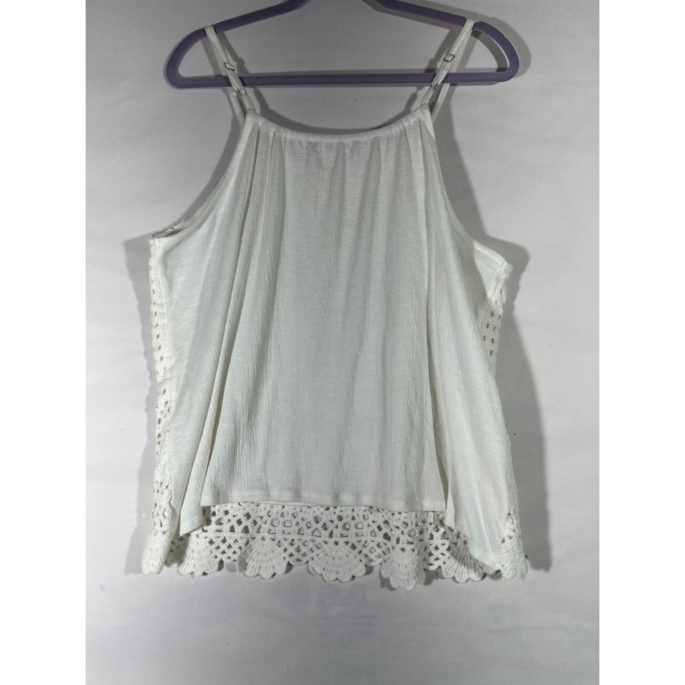 Maurices Crochet Cami Top Women XL White Adjustable Straps Scalloped Hem Boho - Picture 4 of 12